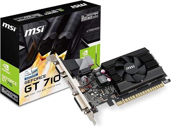 MSI Gaming GeForce GT 710 2GB GDRR3 64-bit HDCP Support DirectX 12 OpenGL 4.5 Single Fan Low Profile Graphics Card (GT 710 2GD3 LP)